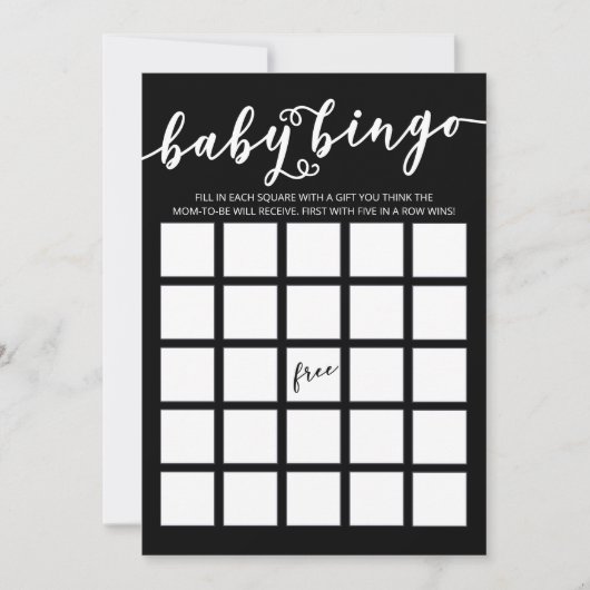 Gewoon Elegant Baby shower Bingo Kaart (Voorkant)