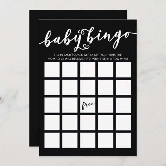 Gewoon Elegant Baby shower Bingo Kaart (Voorkant / Achterkant)