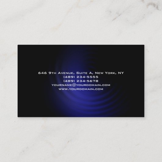 Gewoon Elegant Black Blue Minimalist Modern Custom Visitekaartje (Achterkant)