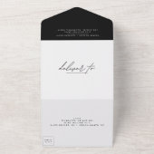 Gewoon Elegant Black op White Wedding All In One Uitnodiging (Buitenkant)