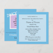 Gewoon, elegant blauw fotoafstuderen kaart (Voorkant / Achterkant)