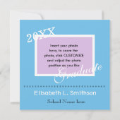 Gewoon, elegant blauw fotoafstuderen kaart (Achterkant)