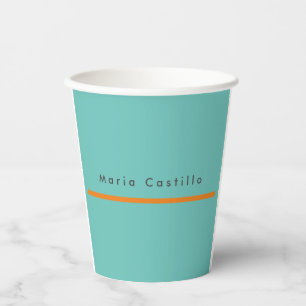Gewoon Elegant Blue Oranje Minimalist Modern Name Papieren Bekers