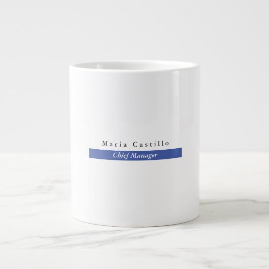 Gewoon Elegant Blue White Minimal Design Grote Koffiekop (Voorkant)