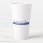 Gewoon Elegant Blue White Minimal Design Latte Mok (Voorkant)