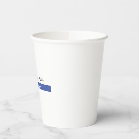 Gewoon Elegant Blue White Minimal Design Papieren Bekers (Links)