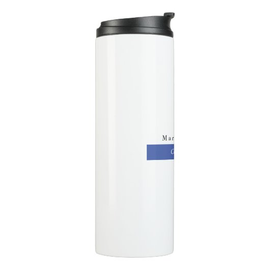 Gewoon Elegant Blue White Minimal Design Thermosbeker (Gedraaid links)