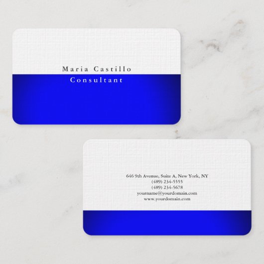 Gewoon Elegant Blue White Minimal Design Visitekaartje (Voorkant / Achterkant)