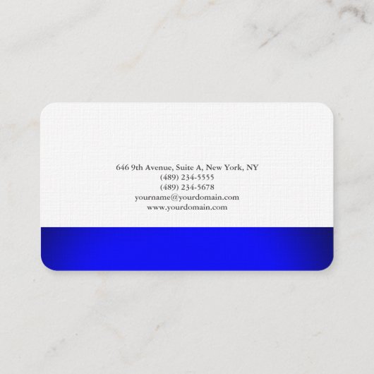 Gewoon Elegant Blue White Minimal Design Visitekaartje (Achterkant)