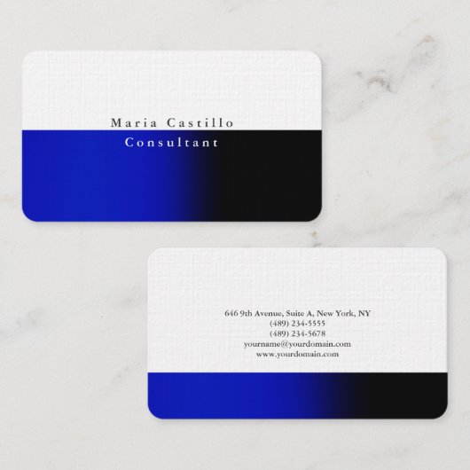 Gewoon Elegant Blue White Minimal Design Visitekaartje (Voorkant / Achterkant)