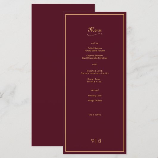 Gewoon Elegant Bourgogne Goud met Rand Menu (Voorkant / Achterkant)