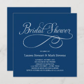 Gewoon Elegant Bridal Shower Invitation Navy Kaart (Voorkant / Achterkant)