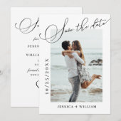 Gewoon Elegant Calligraphy Wedding Photo Save The Date (Voorkant / Achterkant)