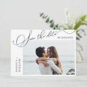 Gewoon Elegant Calligraphy Wedding Photo Save The Date (Staand voorkant)