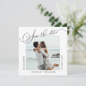 Gewoon Elegant Calligraphy Wedding Photo Save The Date (Staand voorkant)