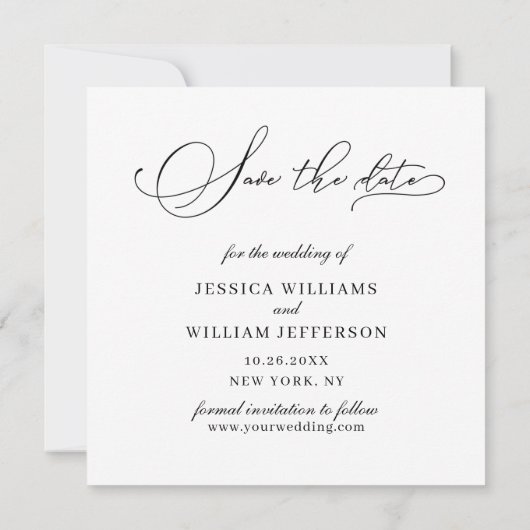 Gewoon Elegant Calligraphy Wedding Photo Save The Date (Achterkant)