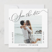 Gewoon Elegant Calligraphy Wedding Photo Save The Date (Voorkant)