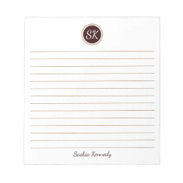 Gewoon Elegant Chocolate Brown-monogram Notitieblok