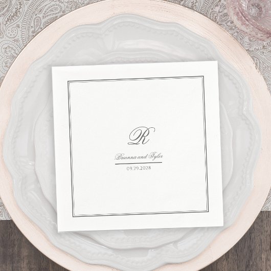 Gewoon Elegant Classic Wedding Monogram Napkins Servet