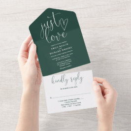 Gewoon Elegant Emerald Groen Bruiloftsschrift All In One Uitnodiging