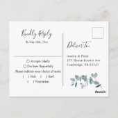 Gewoon Elegant Eucalyptus bruiloft RSVP Briefkaart (Achterkant)