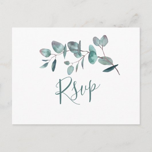 Gewoon Elegant Eucalyptus bruiloft RSVP Briefkaart (Voorkant)