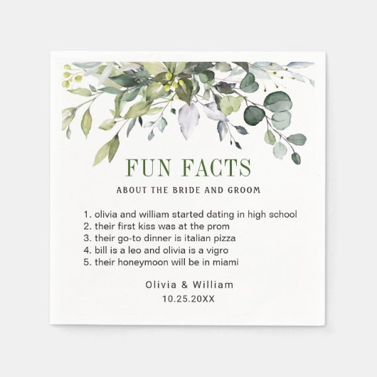 Gewoon Elegant Eucalyptus Facts Weddenschap Servet (Voorkant)