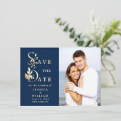 Gewoon Elegant Eucalyptus PHOTO Weddenschap Save The Date (Staand voorkant)