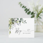 Gewoon Elegant Eucalyptus Waterverf Wedding RSVP Briefkaart (Staand voorkant)
