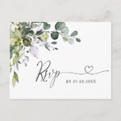 Gewoon Elegant Eucalyptus Waterverf Wedding RSVP Briefkaart (Voorkant)