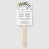 Gewoon Elegant Eucalyptus Wedding Programme Handwaaier (Achterkant)