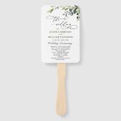 Gewoon Elegant Eucalyptus Wedding Programme Handwaaier (Voorkant)