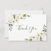 Gewoon Elegant Eucalyptus White Roses Floral Bedankkaart (Voorkant)