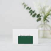 Gewoon Elegant Forest Green White Minimalist Moder Visitekaartje (Staand voorkant)