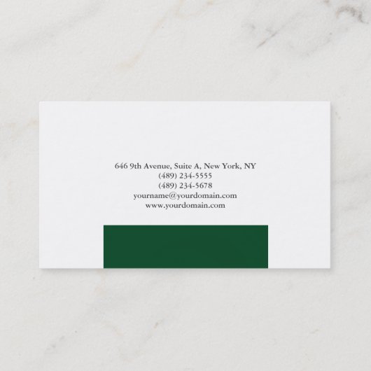 Gewoon Elegant Forest Green White Minimalist Moder Visitekaartje (Achterkant)