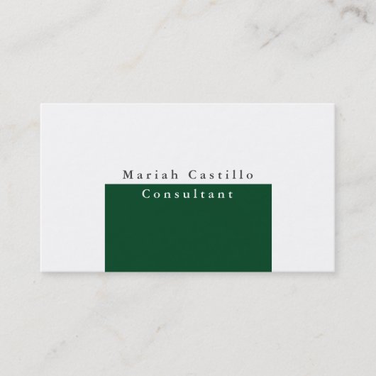 Gewoon Elegant Forest Green White Minimalist Moder Visitekaartje (Voorkant)