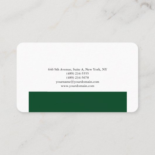 Gewoon Elegant Forest Green White-minimalistisch d Visitekaartje (Achterkant)
