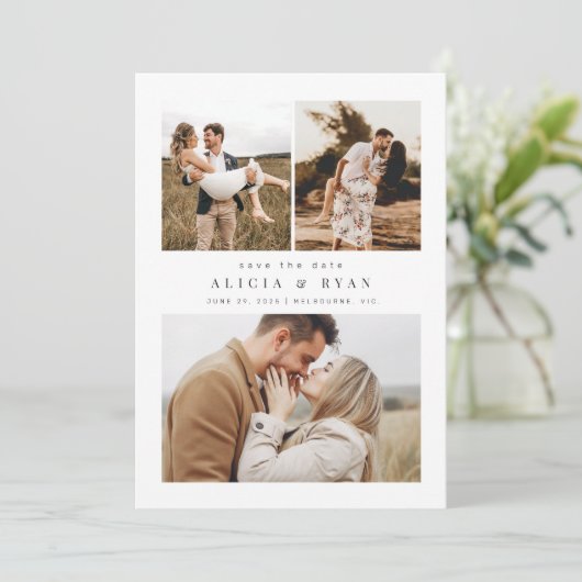 Gewoon Elegant foto reinigen Save The Date (Staand voorkant)