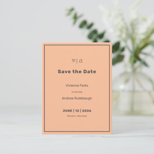 Gewoon Elegant Fuzzy Peach Save the Date Briefkaart (Staand voorkant)