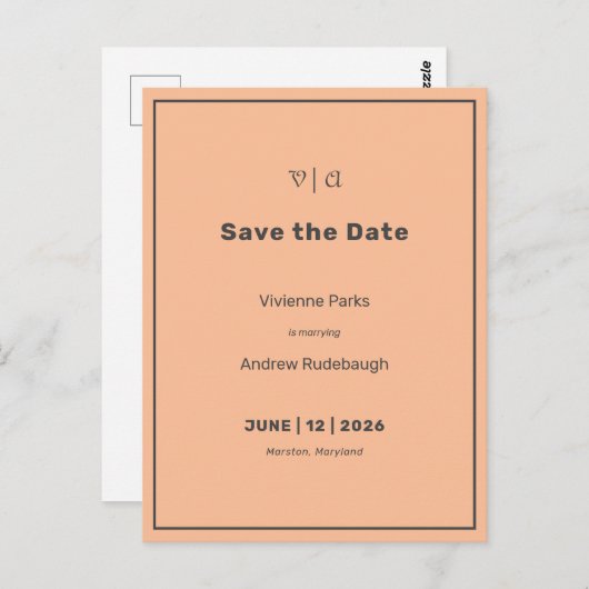 Gewoon Elegant Fuzzy Peach Save the Date Briefkaart (Voorkant / Achterkant)