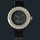 Gewoon elegant gepersonaliseerd zwart horloge<br><div class="desc">Simply Elegant gepersonaliseerd zwart horloge Perfect cadeau voor moeder,  vriendin of vrouw - een mooi zwart polshorloge. Voor casual wandelingen of een avondje uit,  kan dit horloge op elk moment van de dag worden gedragen voor elke gelegenheid.</div>