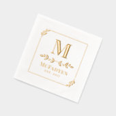 Gewoon Elegant Gold Greenery Lijst Monogram Folie Servetten (Links)