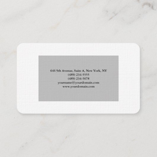 Gewoon Elegant, grijs, wit, minimalistisch design Visitekaartje (Achterkant)