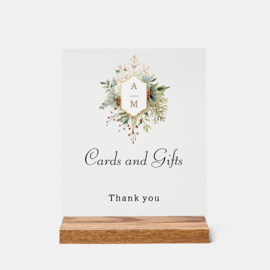 Gewoon Elegant Kerst Bloemen Monogram Acryl Bord (Voorkant)