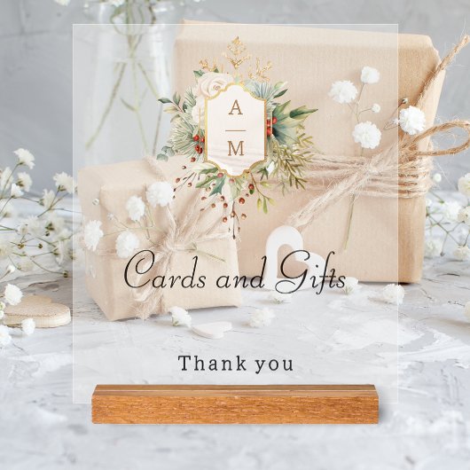 Gewoon Elegant Kerst Bloemen Monogram Acryl Bord