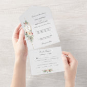 Gewoon Elegant Kerst Bloemen Monogram All In One Uitnodiging (Afscheurbaar)