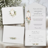 Gewoon Elegant Kerst Bloemen Monogram All In One Uitnodiging