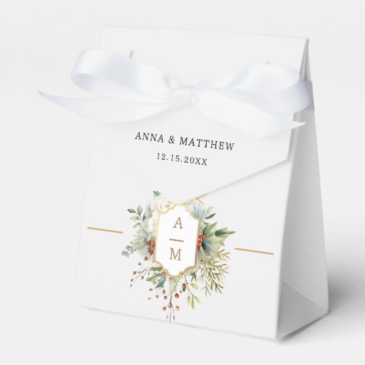 Gewoon Elegant Kerst Bloemen Monogram Bedankdoosjes (Voorkant Zijde)