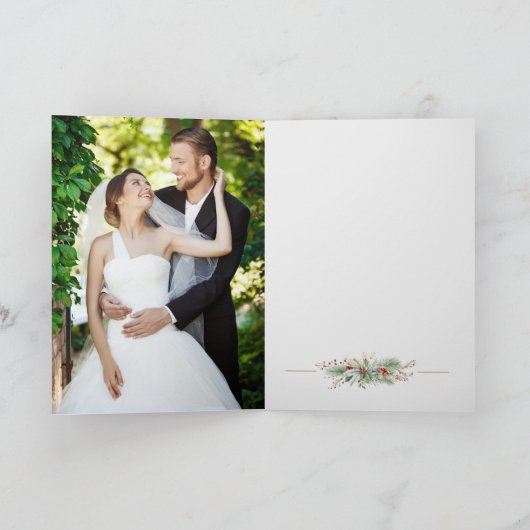 Gewoon Elegant Kerst Bloemen Monogram Bedankkaart (Binnen)