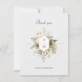 Gewoon Elegant Kerst Bloemen Monogram Bedankkaart (Voorkant)